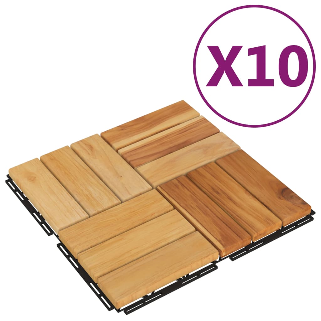 Vidaxx Patio Fliser 10 PCS 30x30 cm Solid teak træ
