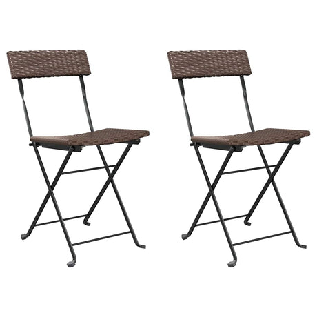 Vidaxl opklapbare stoelen, 2 stuks, bruin, van polyrotan en staal.