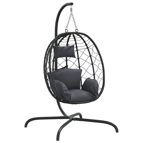 VidaXL hængende æg stol med hynde antracit polyrattan stål