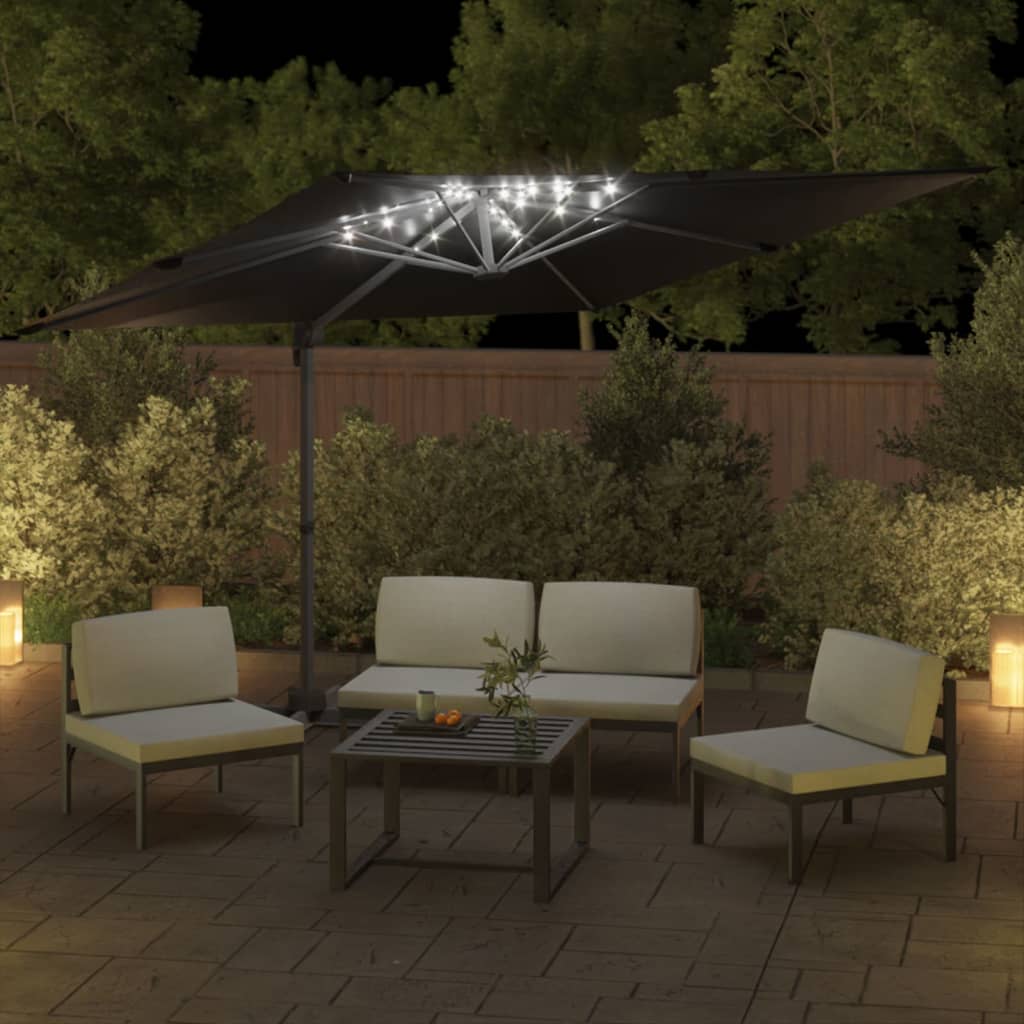 Vidaxx flydende parasol med LED -belysning 400x300 cm sort