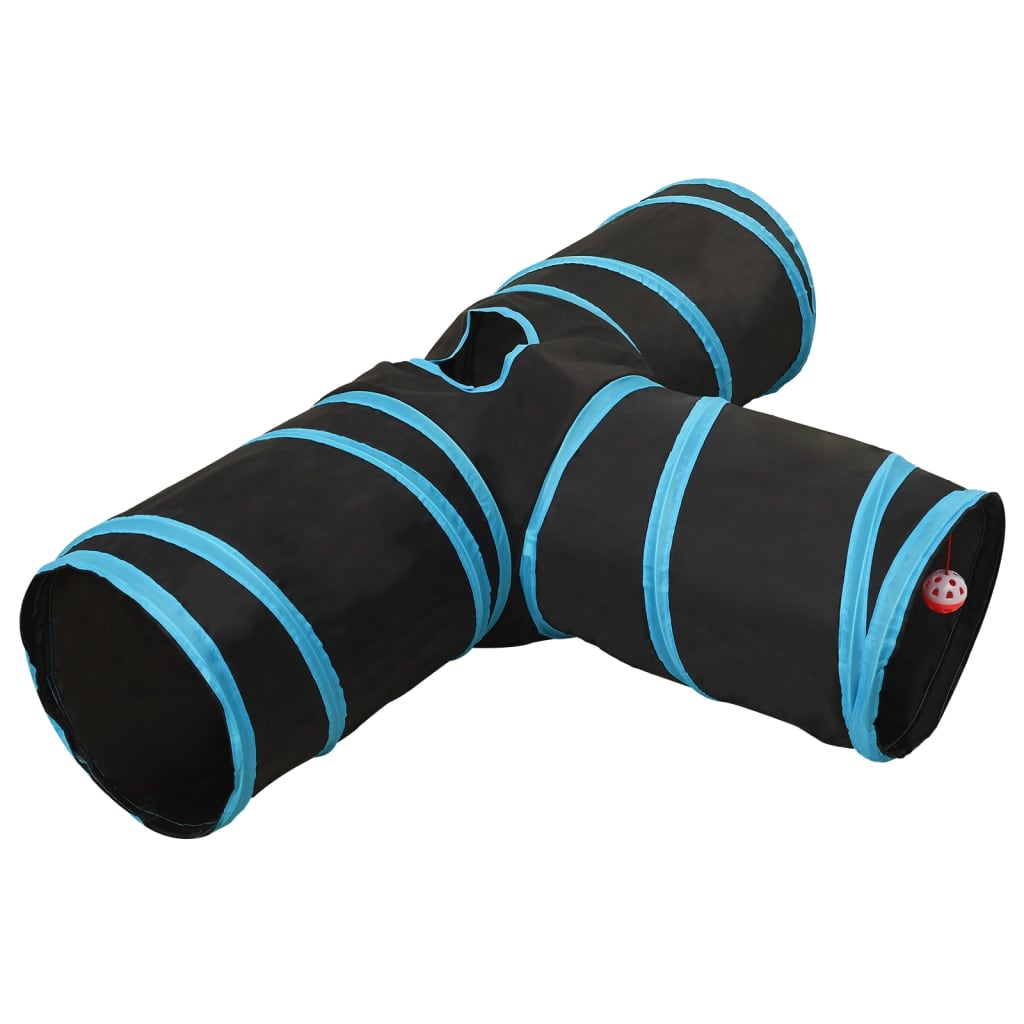 Vidaxx kattetunnel 3-fold 90 cm polyester sort og blå