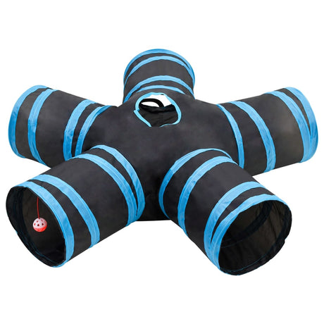 VidaXL kattetunnel 5-fold 25 cm polyester sort og blå