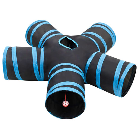 VidaXL kattetunnel 5-fold 25 cm polyester sort og blå