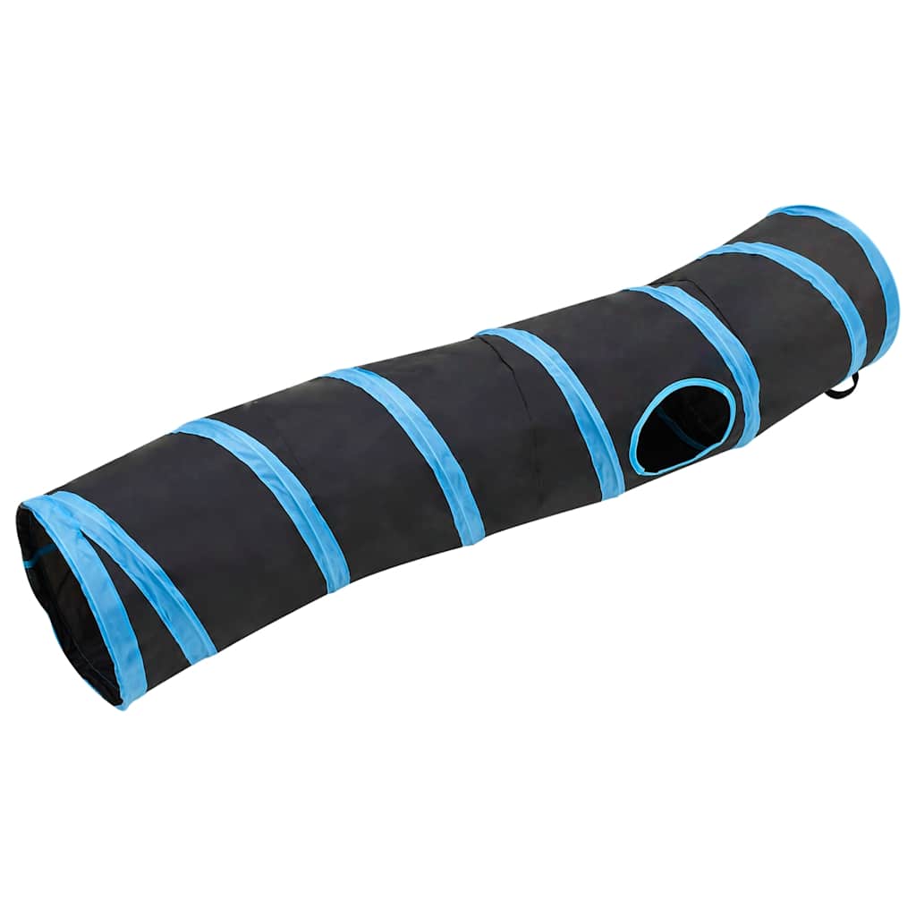 VidaXL kattetunnel S-form 122 cm polyester sort og blå