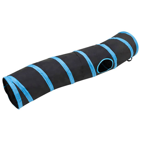 VidaXL kattetunnel S-form 122 cm polyester sort og blå