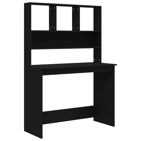 Vidaxl bureau met schappen 102x45x148 cm bewerkt hout zwart
