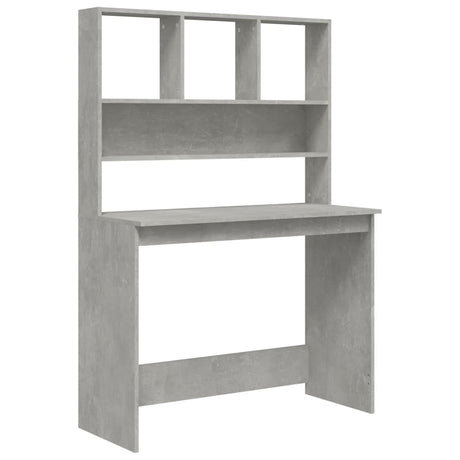 Vidaxl bureau met schappen 102x45x148 cm bewerkt hout betongrijs