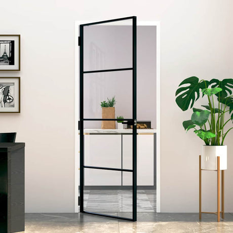 VIDAXX Interiør dør 83x201,5 cm tempereret glas og aluminium smal sort sort