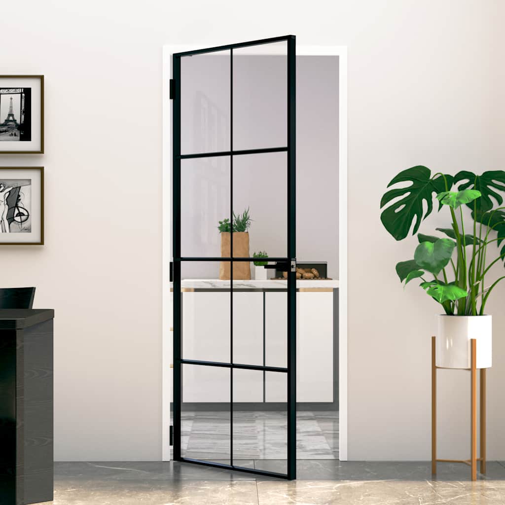 VIDAXX Interiør dør 83x201,5 cm tempereret glas og aluminium smal sort sort