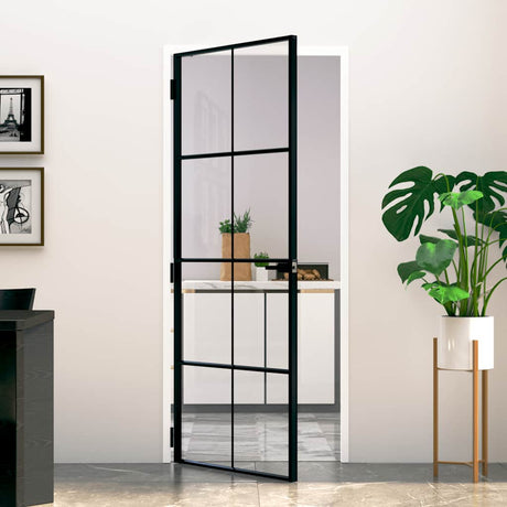 VIDAXX Interiør dør 83x201,5 cm tempereret glas og aluminium smal sort sort