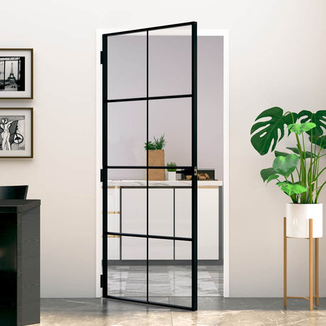 VIDAXX Interiør dør 93x201,5 cm tempereret glas og aluminium smal sort sort