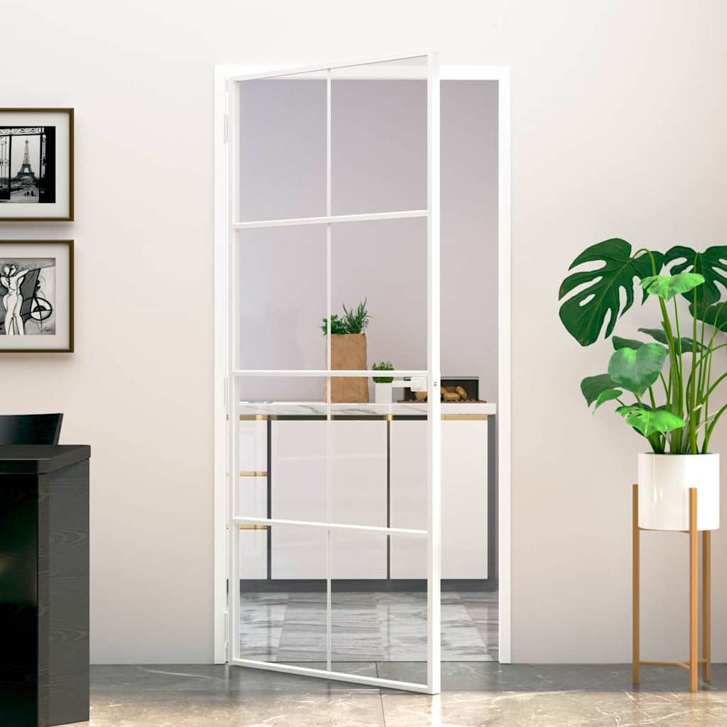 Vidaxx Interiør Dør 93x201,5 cm tempereret glas og aluminium smalle hvid