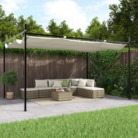 Vidaxl pergola met uitschuifbaar dak 395x292x230 crèmekleurig