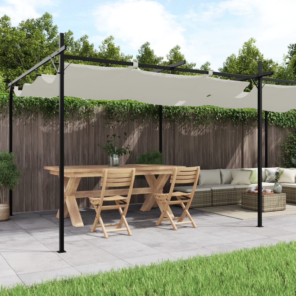 Vidaxl Pergola med udtrækkeligt tag 589x292x230 cremefarvet