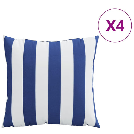 Vidaxl sierkussens 4 st gestreept 60x60 cm stof blauw en wit