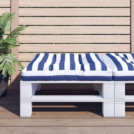 Vidaxl Palletpude stribet 70x70x12 cm stof blåt og hvidt