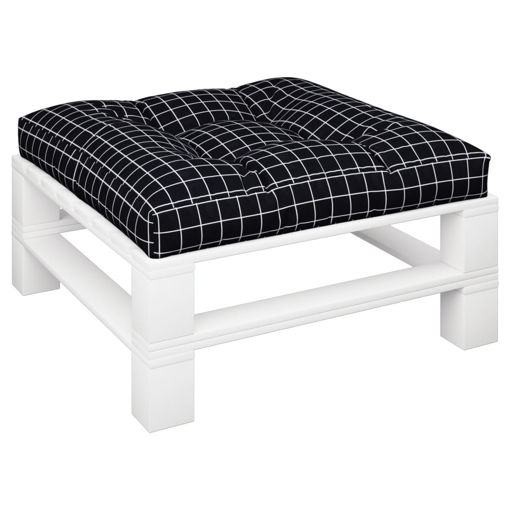 Vidaxl palletkussen ruitpatroon 80x80x12 cm stof zwart