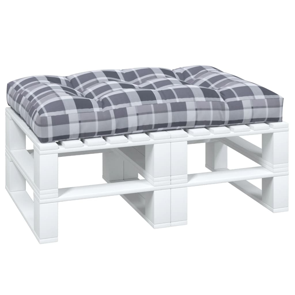 Vidaxl palletkussen 120x80x12 cm stof ruitpatroon grijs
