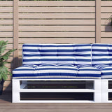 Vidaxl Pallet Pushion 120x40x12 cm Stofstribet blå og hvid
