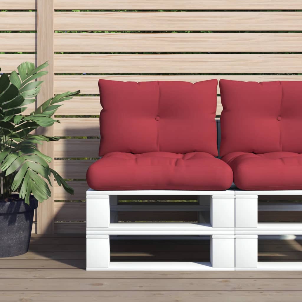 Vidaxl Pallet puder 2 stk. Stof Vin rød
