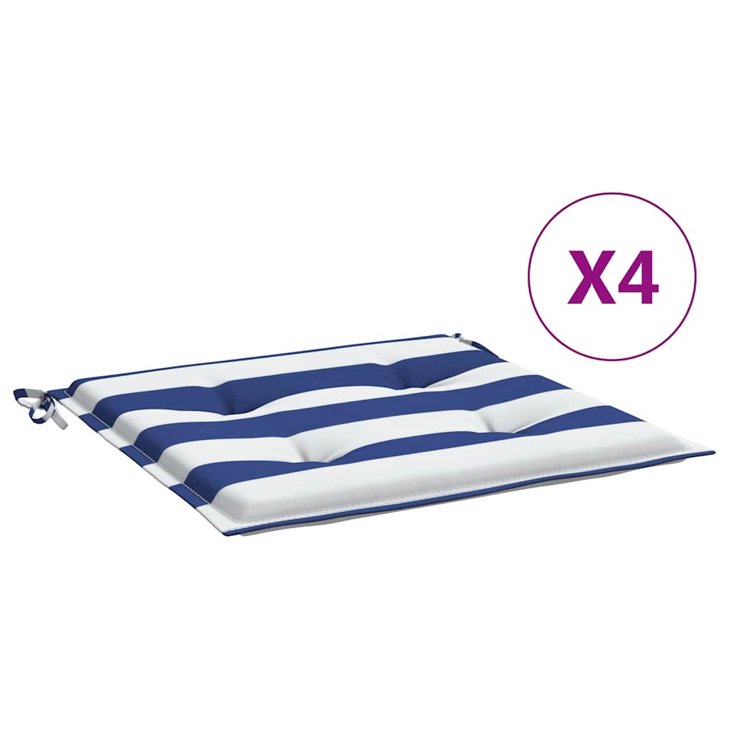 Vidaxl Garden Stol Puder 4 Stribet 40x40x4 cm stof Hvid og blå