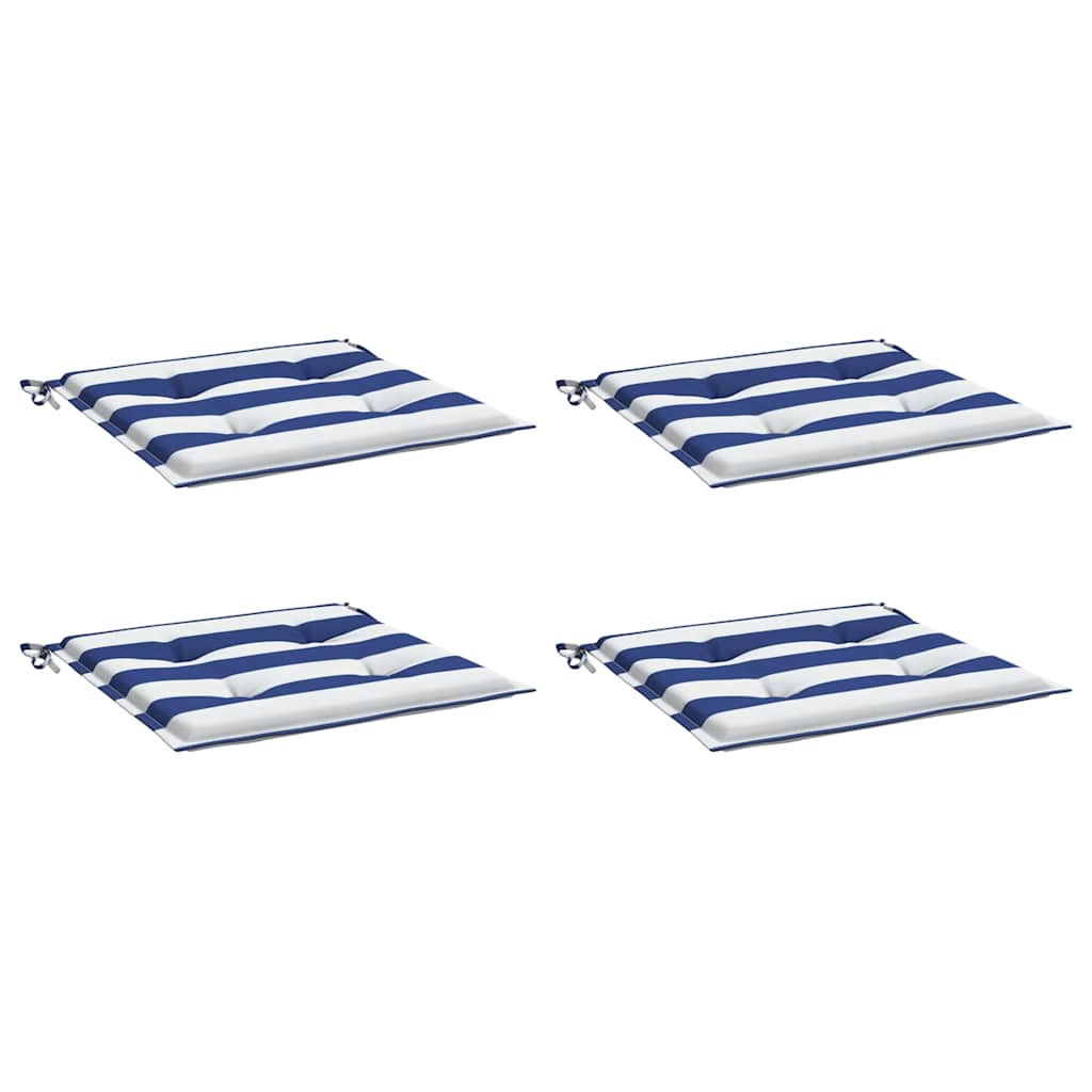 Vidaxl Garden Stol Puder 4 Stribet 40x40x4 cm stof Hvid og blå