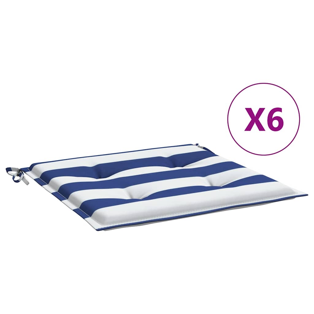 Vidaxl Garden Stol Puder 6 PCS Stribet 40x40x4 cm stof Hvid og blå