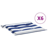 Vidaxl Garden Stol Puder 6 PCS Stribet 40x40x4 cm stof Hvid og blå