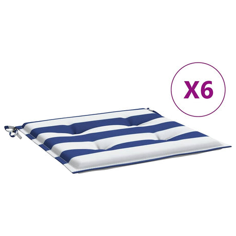 Vidaxl Garden Stol Puder 6 PCS Stribet 40x40x4 cm stof Hvid og blå