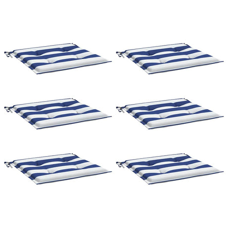 Vidaxl Garden Stol Puder 6 PCS Stribet 40x40x4 cm stof Hvid og blå