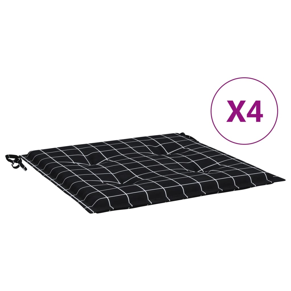 Vidaxl Garden Stol Puder 4 PCS Diamond Mønster 40x40x3 cm Stof sort sort