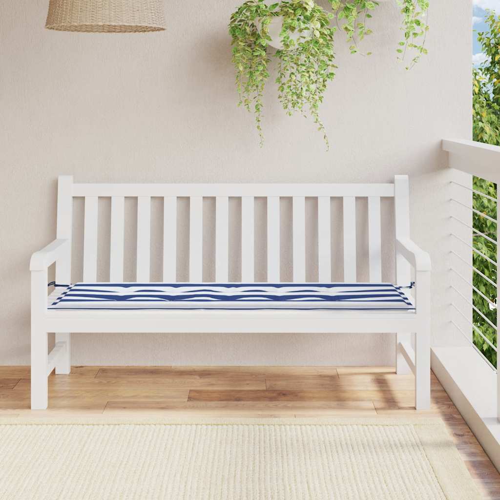 Vidaxx Garden Bench Pude stribet 150x50x4 cm Oxford stof hvid og blå