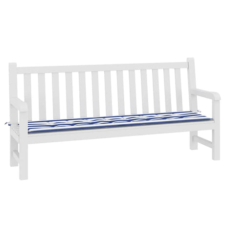 Vidaxl Garden Bench Pushion Stribet 200x50x4 cm Stof hvid og blå