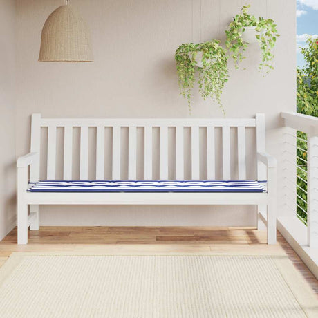 Vidaxl Garden Bench Pushion Stribet 200x50x4 cm Stof hvid og blå