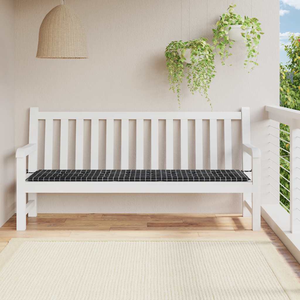 Vidaxl Garden Bench Pushion Diamond Mønster 200x50x4 cm Stof sort sort