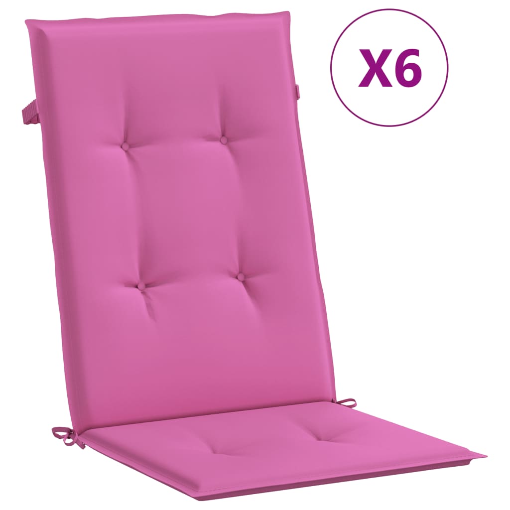 Vidaxl stolpuder 6 pcs højt ryg stofrosa