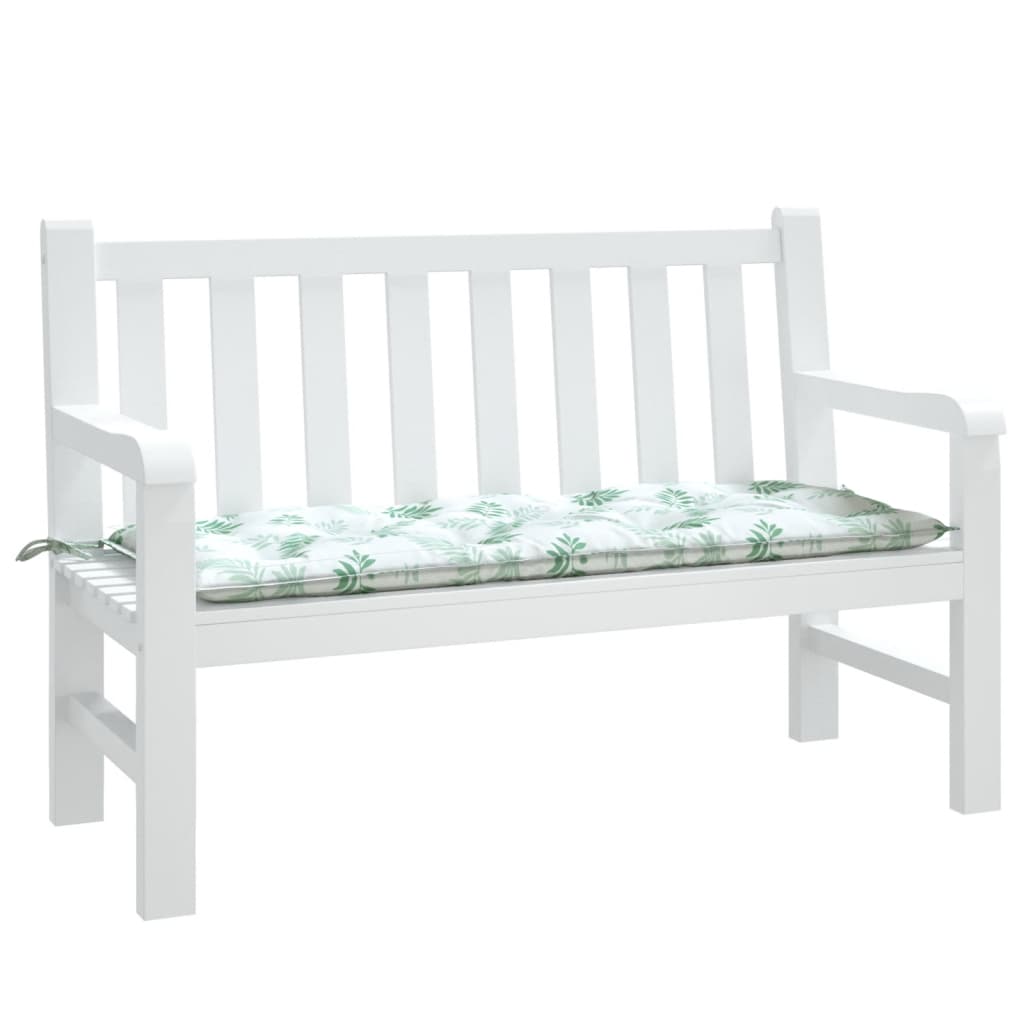 Vidaxl Garden Bench Pude Leaf Pattern 120x50x7 cm stof