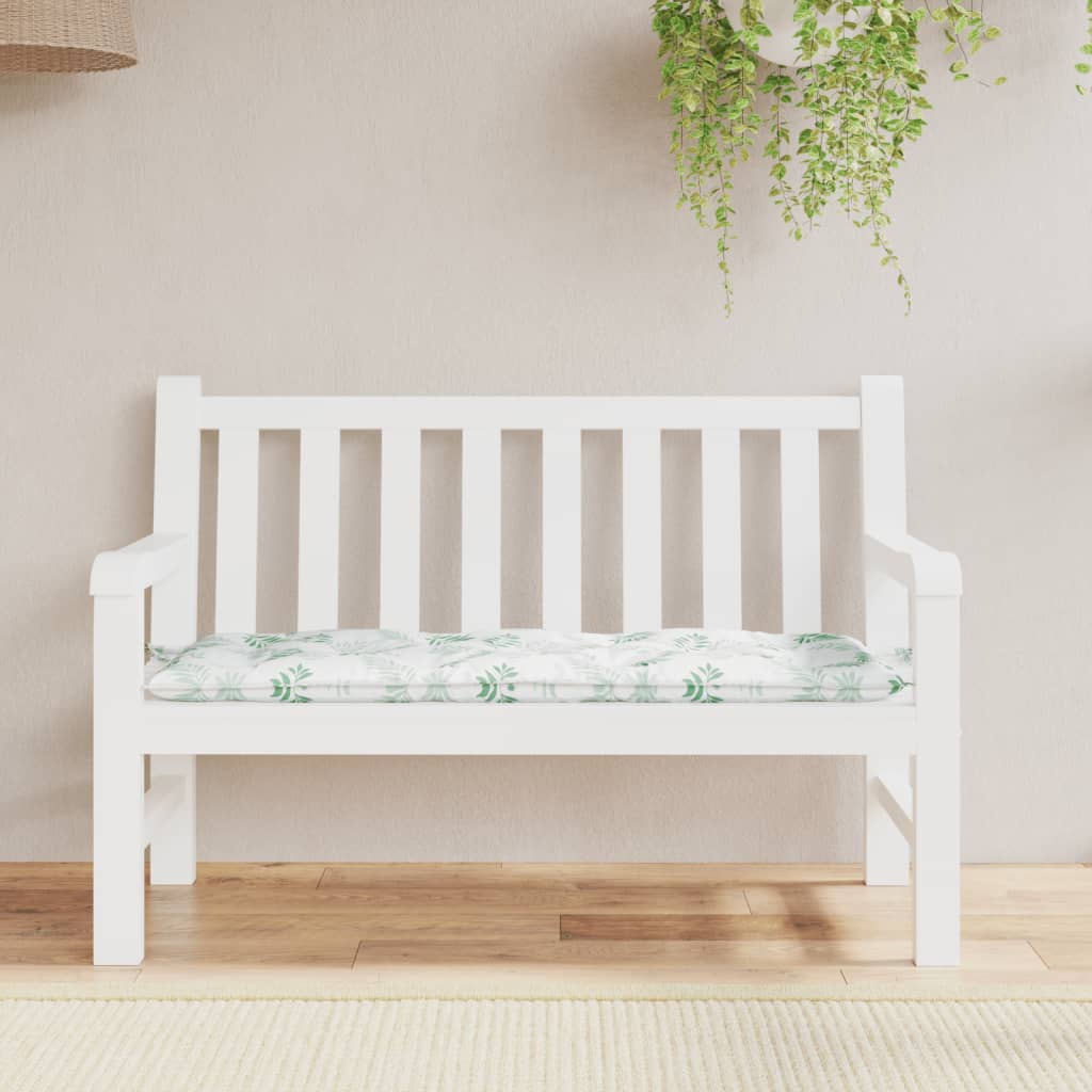 Vidaxl Garden Bench Pude Leaf Pattern 120x50x7 cm stof