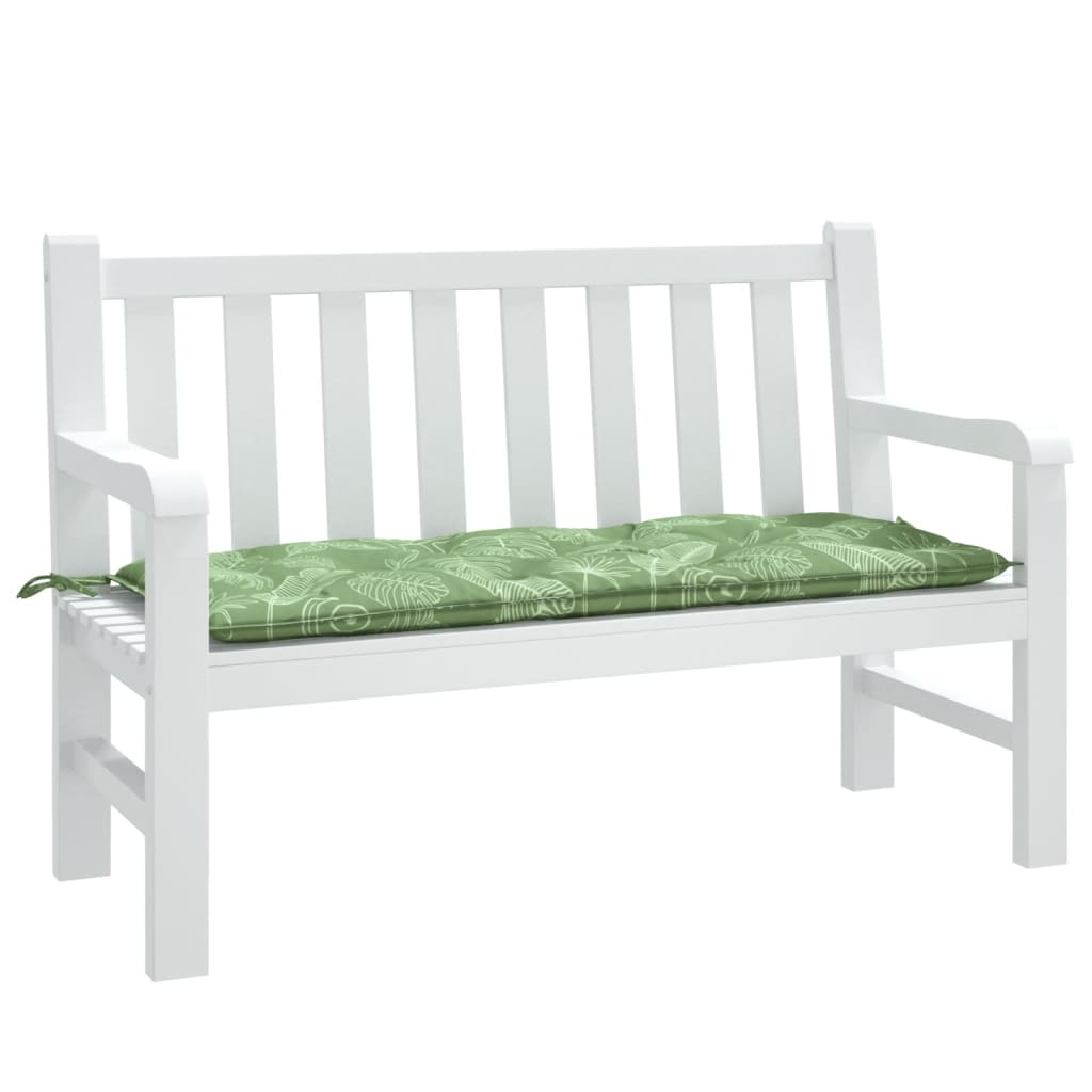 Vidaxl Garden Bench Pude Leaf Pattern 120x50x7 cm stof