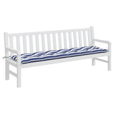 Vidaxl Garden Bench Pushion Striped 200x50x7 cm Stof hvid og blå