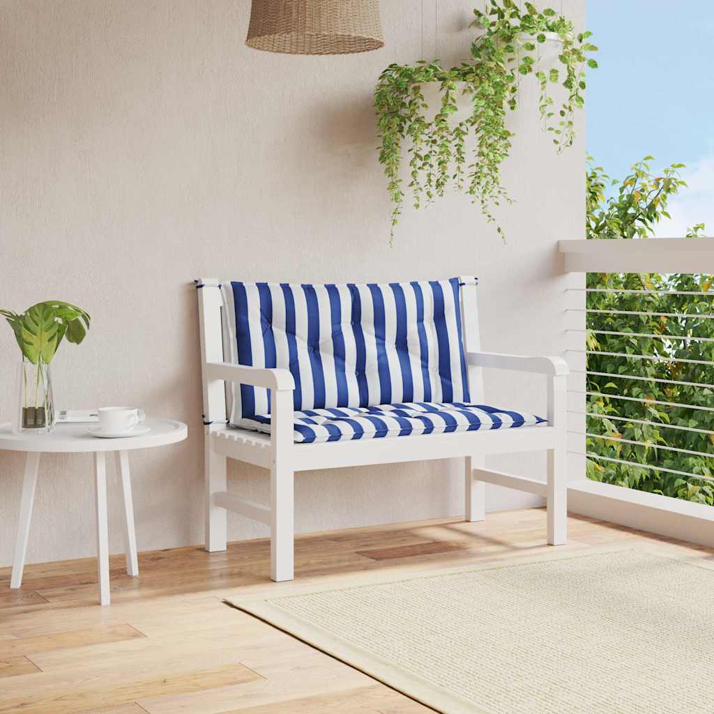 Vidaxl Garden Bench Puder 2 stk stribet 100x50x7 cm stof hvid og blå