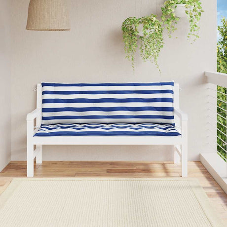 Vidaxx Garden Bench Puder 2 stk stribet 150x50x7 cm stof hvid og blå