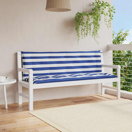 Vidaxx Garden Bench Puder 2 stk stribet 150x50x7 cm stof hvid og blå