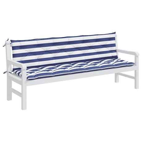 Vidaxx Garden Bench Puder 2 stk stribet 200x50x7 cm stof hvid og blå