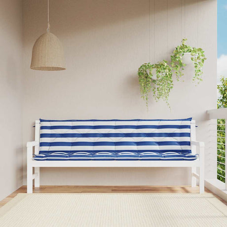 Vidaxx Garden Bench Puder 2 stk stribet 200x50x7 cm stof hvid og blå