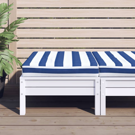 Vidaxl Palletkussen Gestreept 60x60x8 cm Oxford Stof Blauw en Wit