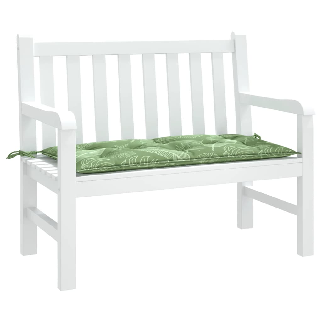 Vidaxl Garden Bench Pude Leaf Pattern 110x50x7 cm stof