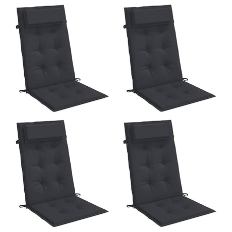 Vidaxl stoelkussens 4 st hoge rug oxford stof zwart
