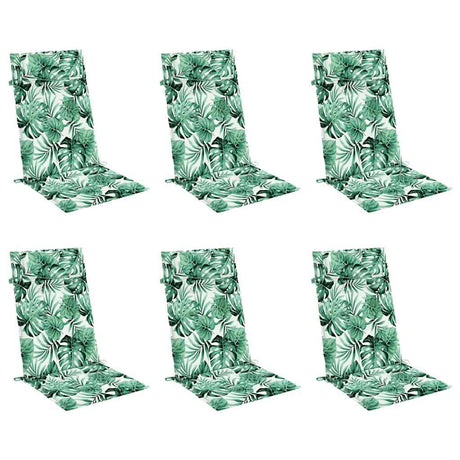 Vidaxl stoelkussens 6 st hoge rug bladpatroon oxford stof
