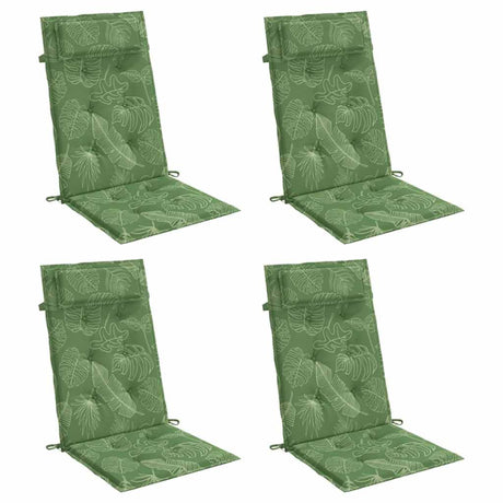 Vidaxl stoelkussens 4 st hoge rug bladpatroon oxford stof